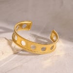 Gold color / One size / 1 Piece Simple Casual Style Solid Color Hollowed-out Shape Stainless Steel  Gold Color Women's Cuff Bracelets Picture4